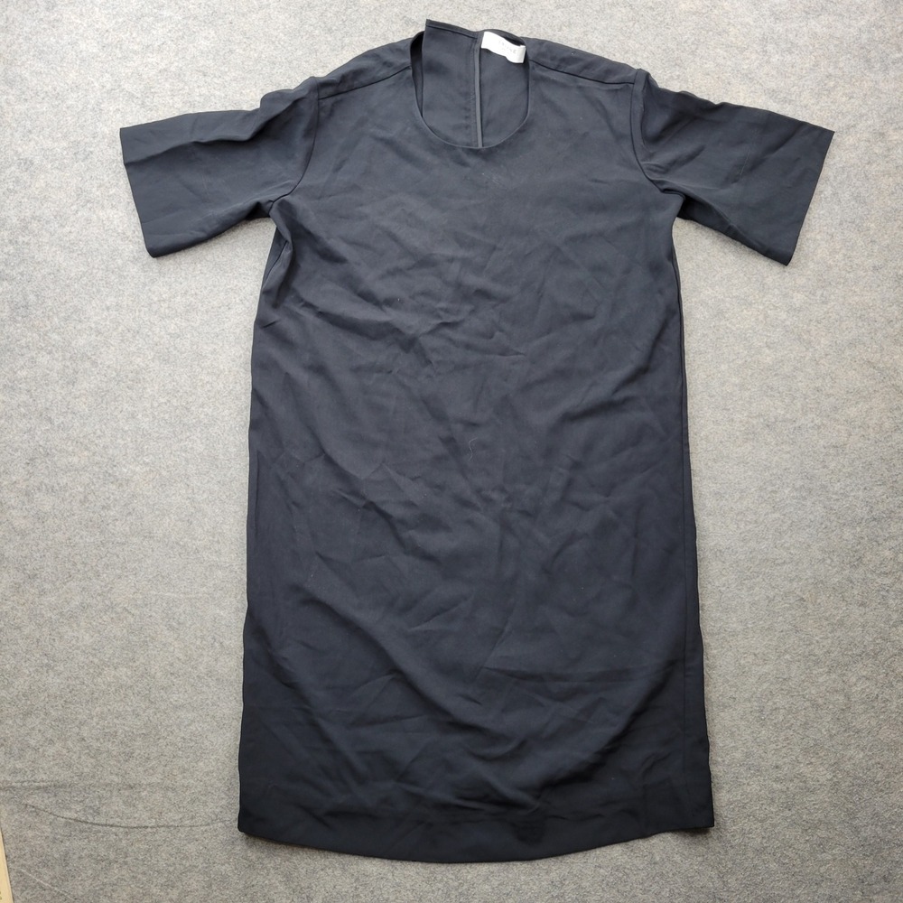 Everlane Dress Size 2 Black Triacetate Short Sleeve Back Zip Shift Minimalist